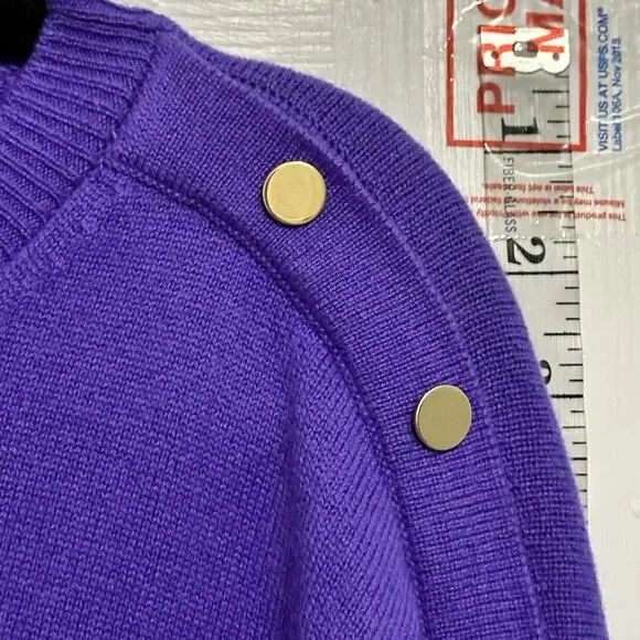 BARBARA LOHMANN 100% Cashmere 44 XL Italian Knit Purple Button Sweater fuzzy